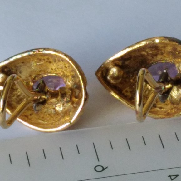 24kt gold vermeil and amethyst filigree pierced earrings - Picture 5 of 6
